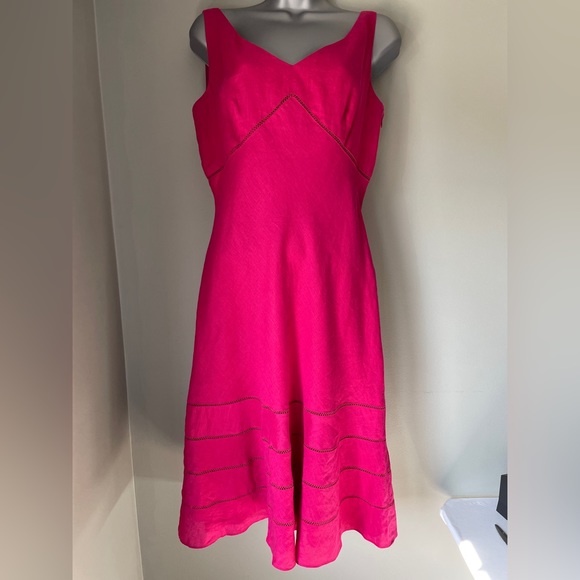 Ann Taylor Dresses & Skirts - Ann Taylor | 100% linen, pink, v-neck, midi dress